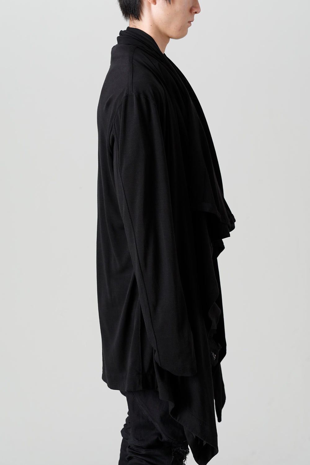 Cotton/Cupro Jersey Drape Cardigan Black