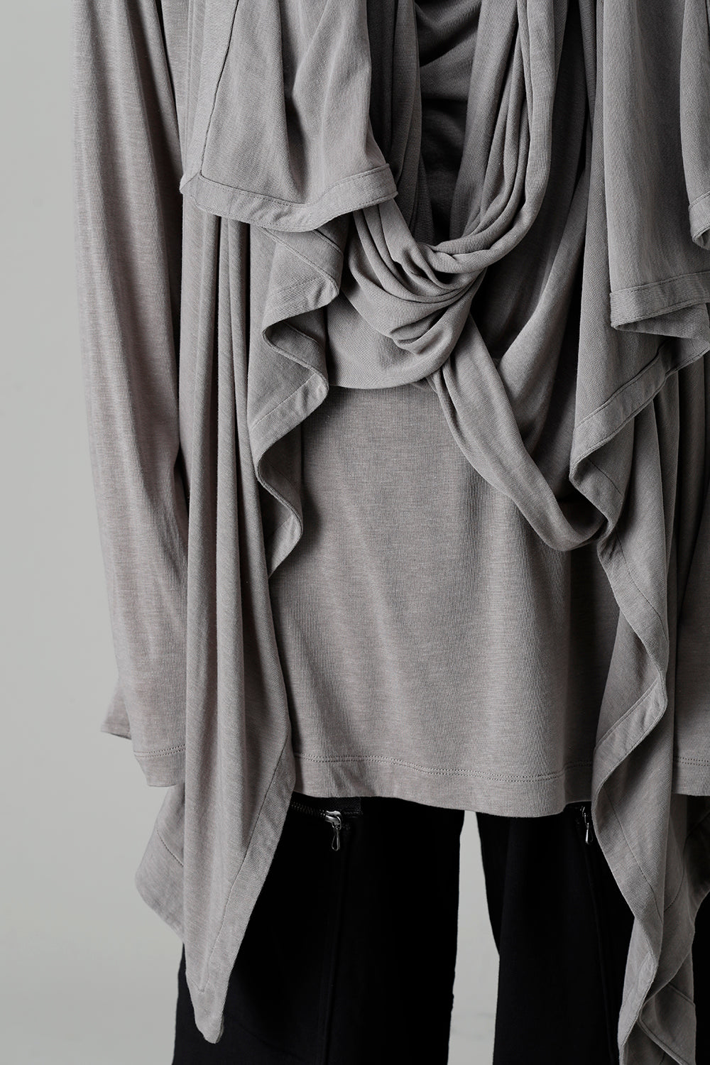 Cotton/Cupro Jersey Drape Cardigan Gray