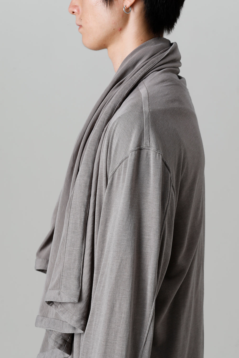 Cotton/Cupro Jersey Drape Cardigan Gray