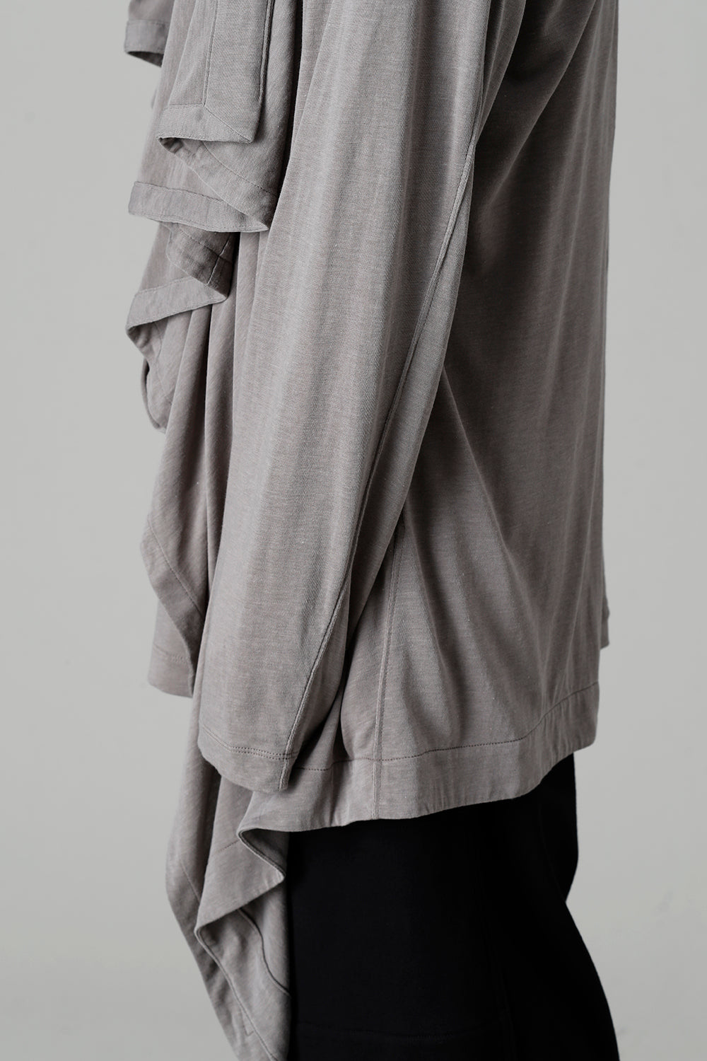 Cotton/Cupro Jersey Drape Cardigan Gray