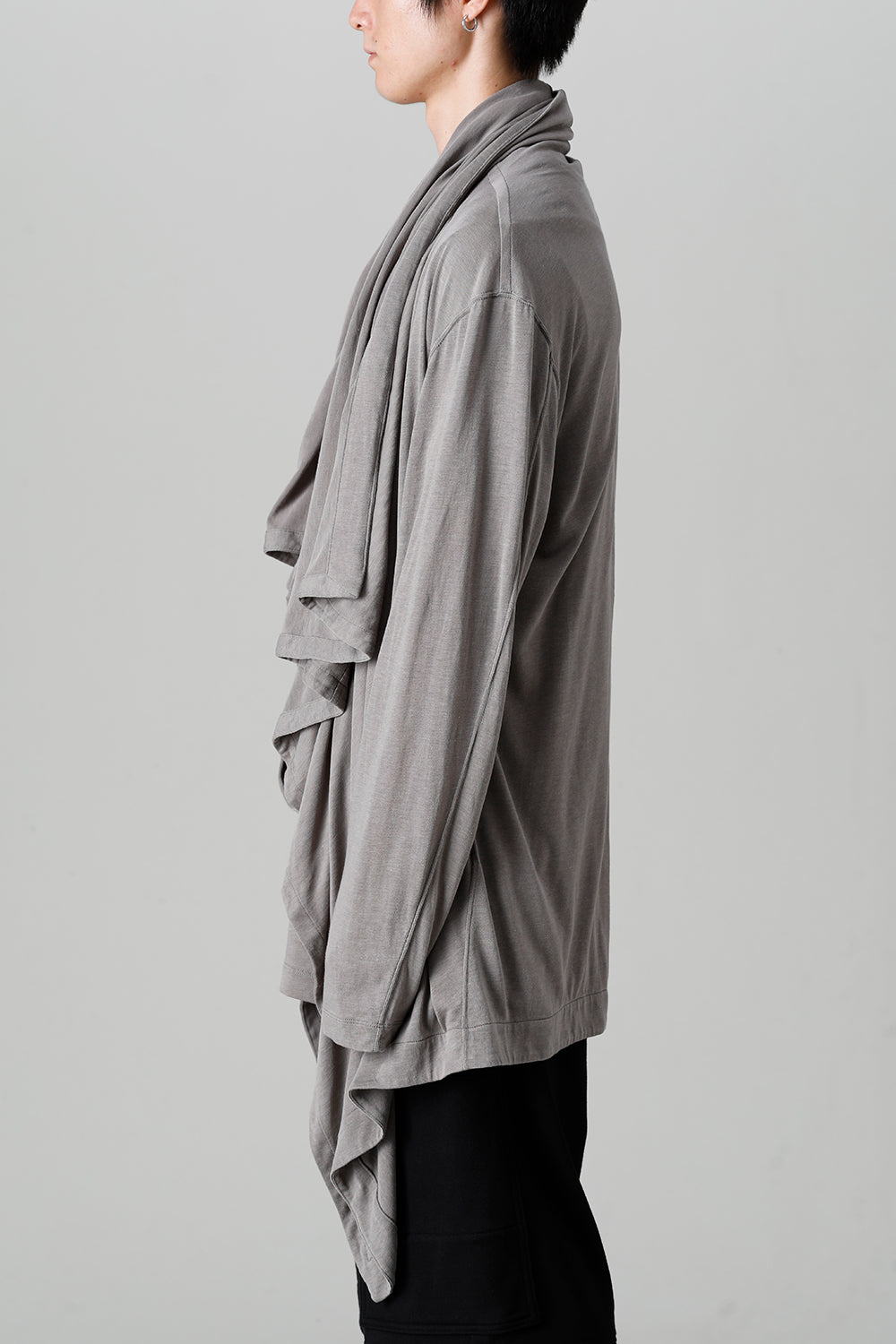 Cotton/Cupro Jersey Drape Cardigan Gray