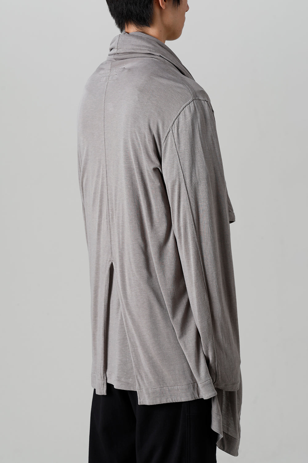 Cotton/Cupro Jersey Drape Cardigan Gray