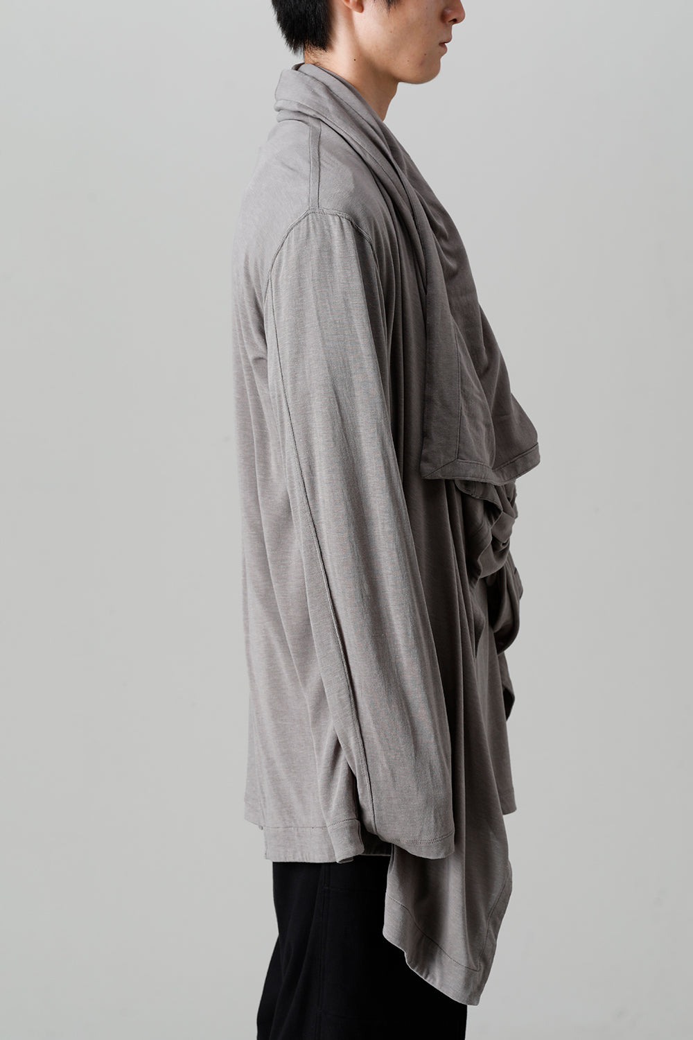 Cotton/Cupro Jersey Drape Cardigan Gray