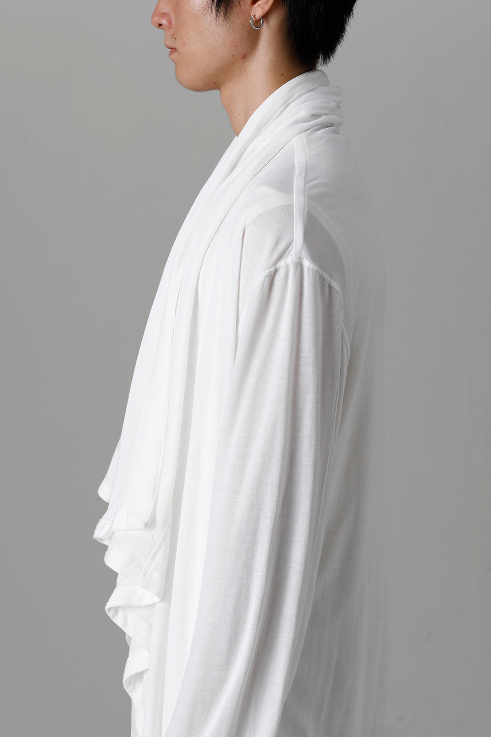 Cotton/Cupro Jersey Drape Cardigan Off White