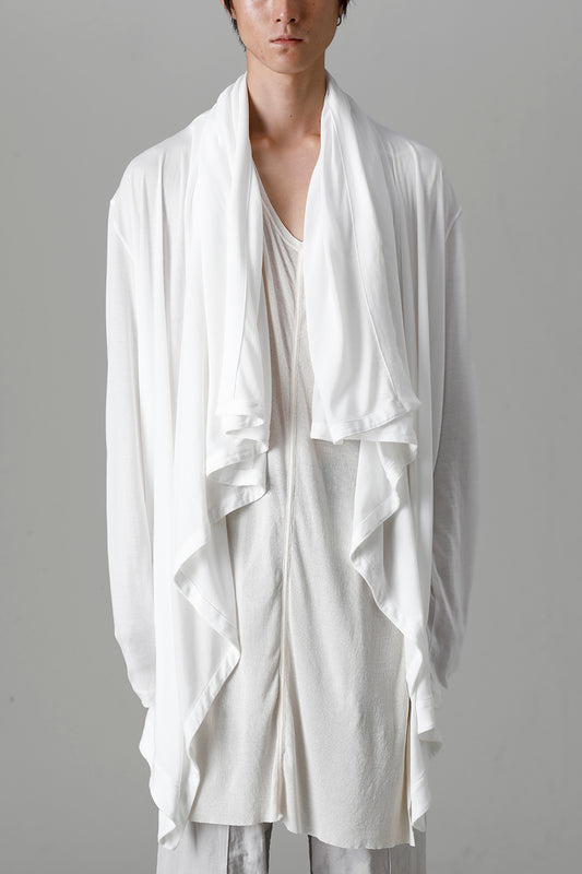 Cotton/Cupro Jersey Drape Cardigan Off White