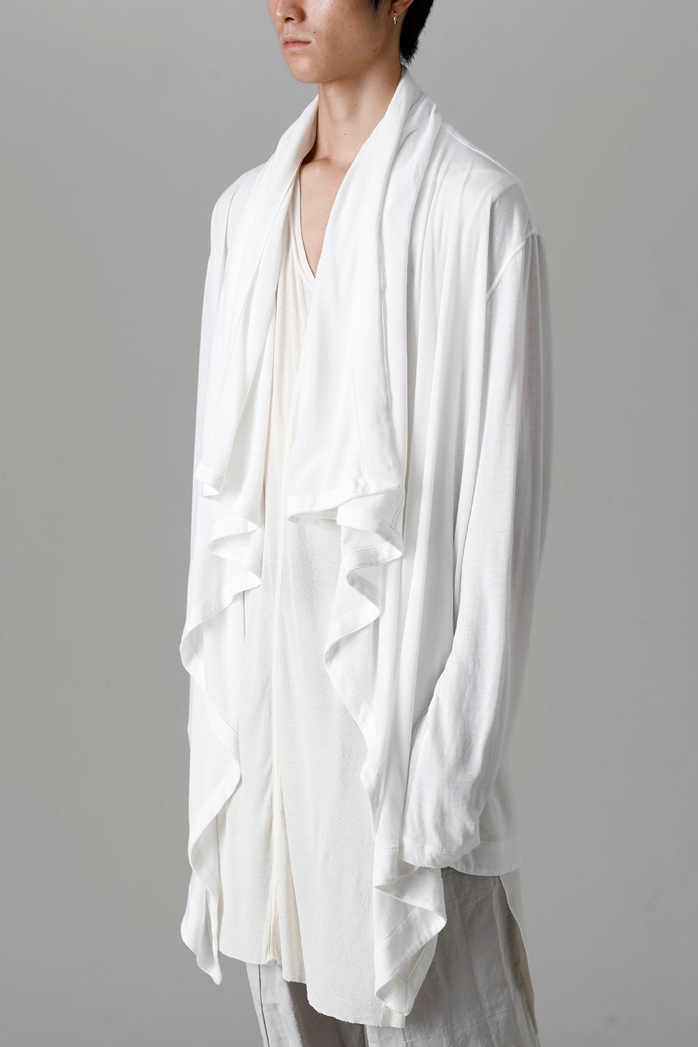 Cotton/Cupro Jersey Drape Cardigan Off White