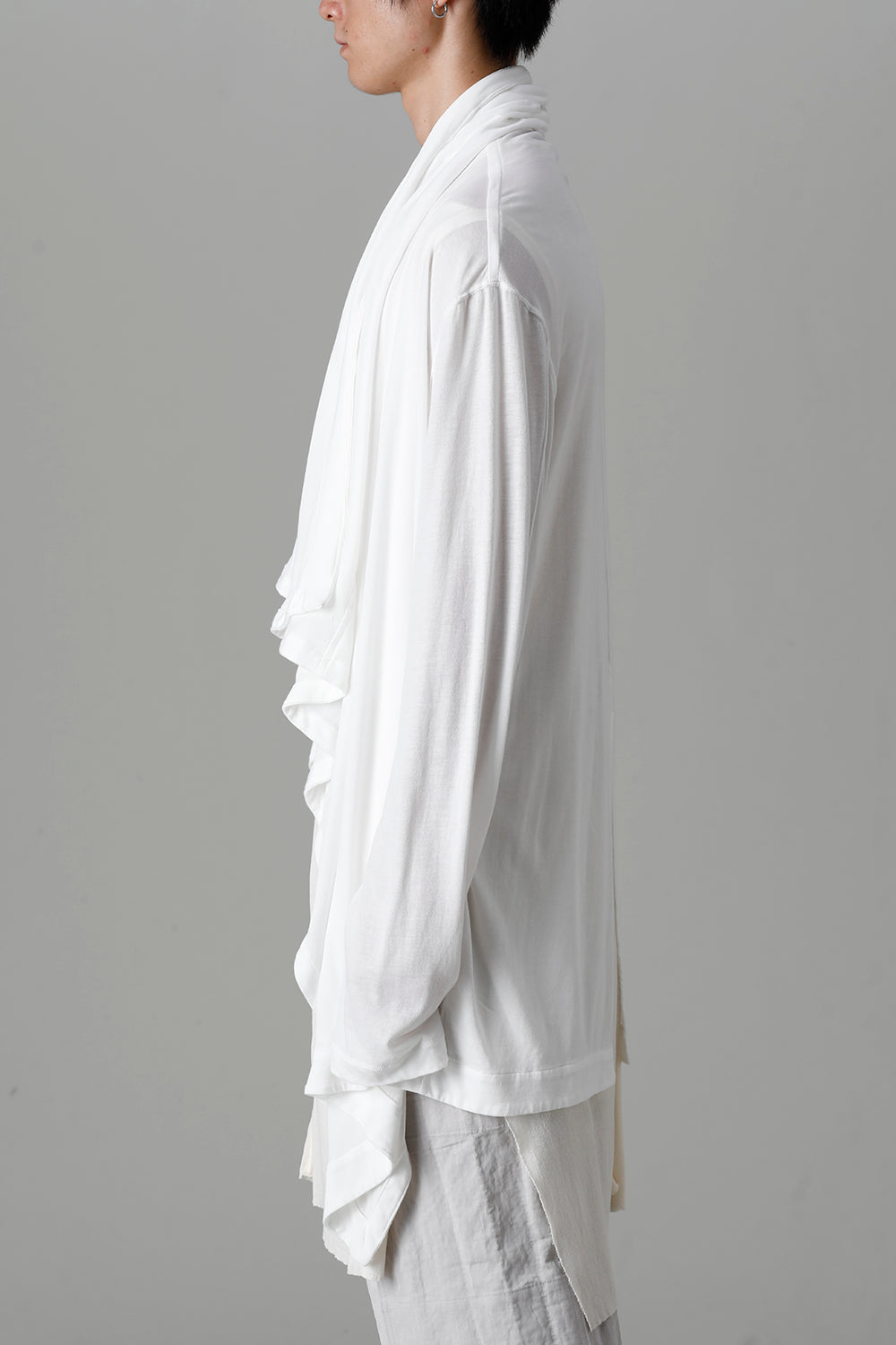 Cotton/Cupro Jersey Drape Cardigan Off White