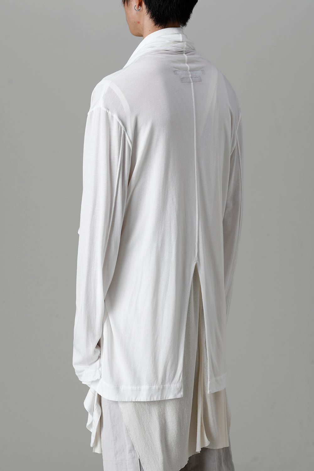 Cotton/Cupro Jersey Drape Cardigan Off White