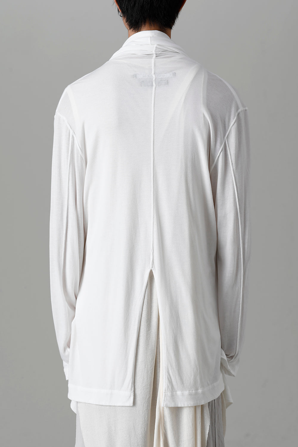 Cotton/Cupro Jersey Drape Cardigan Off White