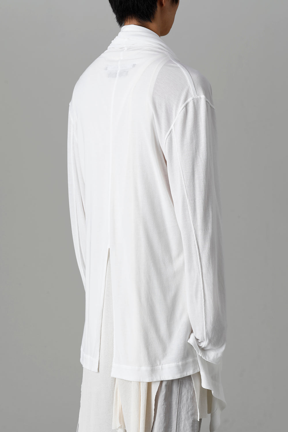 Cotton/Cupro Jersey Drape Cardigan Off White