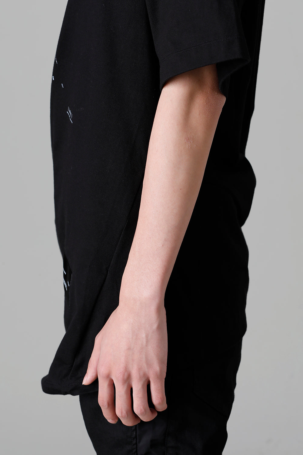 Cotton Jersey Drape SS T-Shirts Black