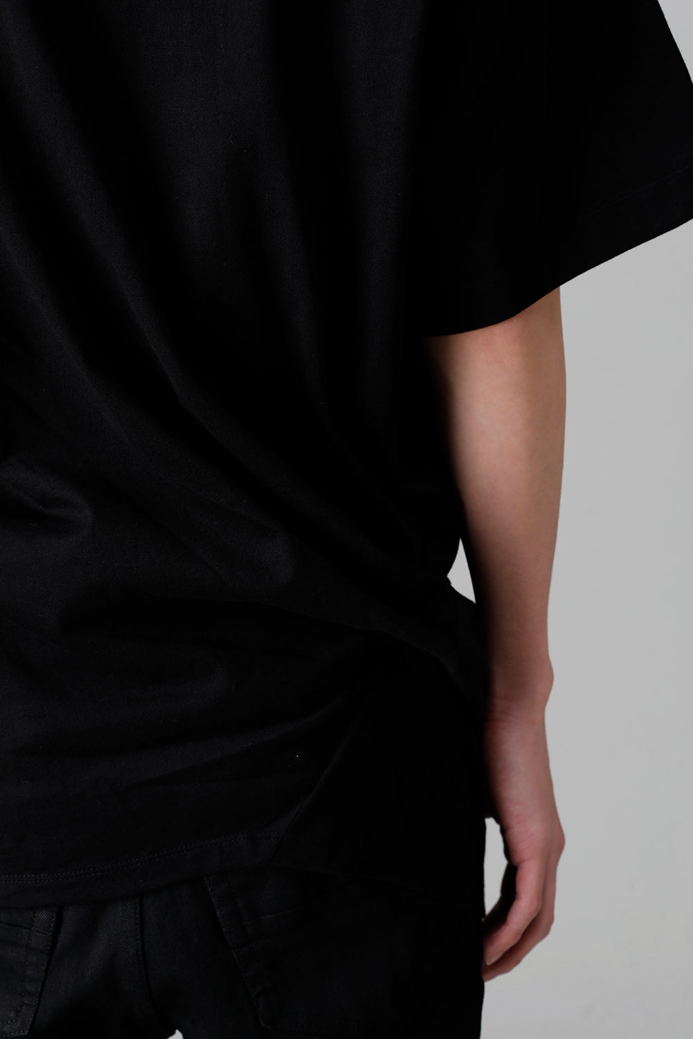 Cotton Jersey Drape SS T-Shirts Black