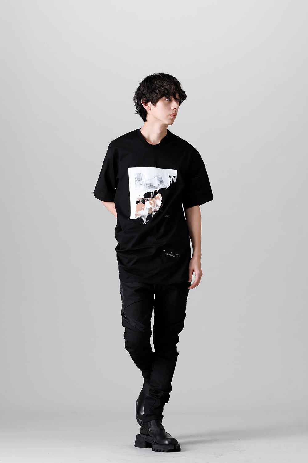 Cotton Jersey Drape SS T-Shirts Black