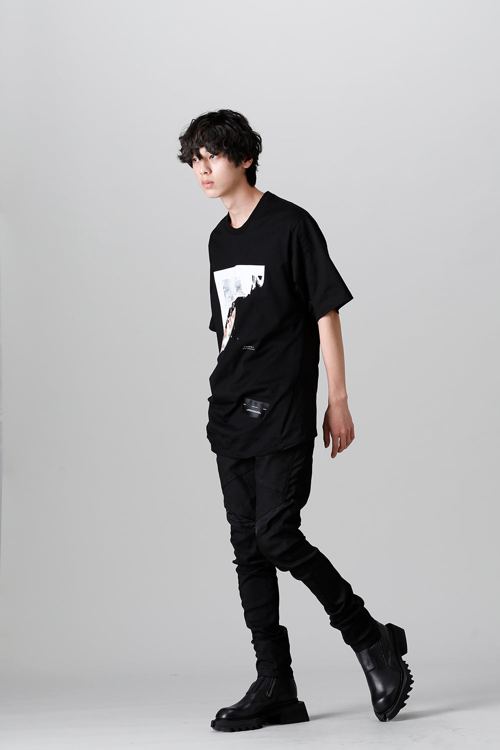 Cotton Jersey Drape SS T-Shirts Black