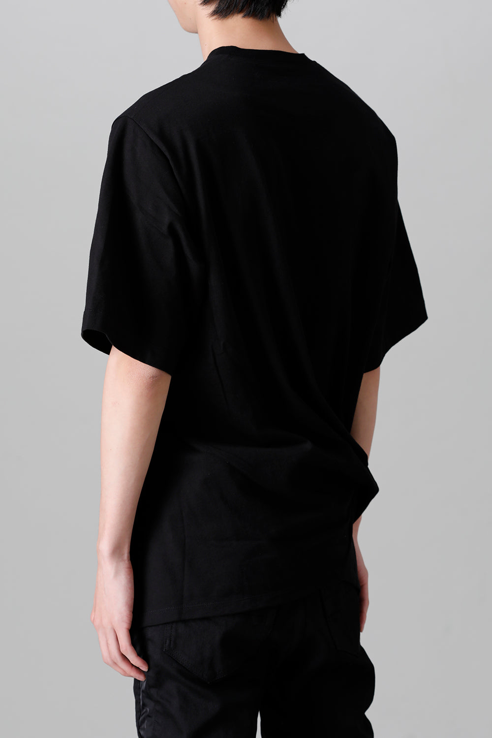 Cotton Jersey Drape SS T-Shirts Black