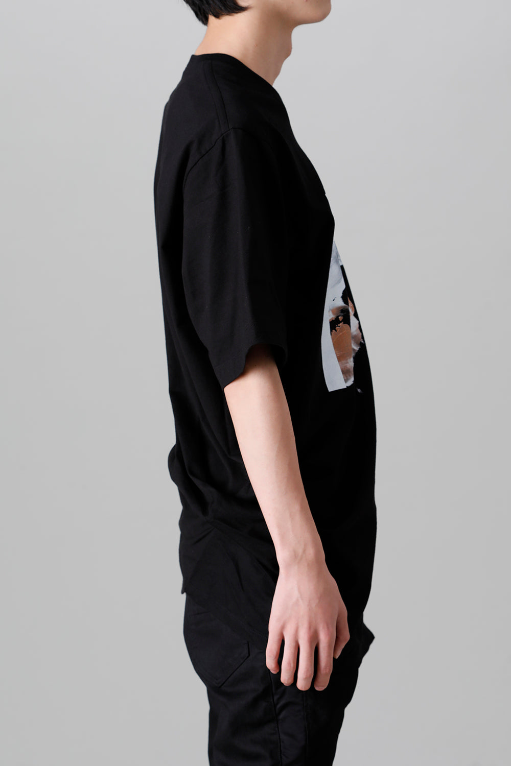 Cotton Jersey Drape SS T-Shirts Black