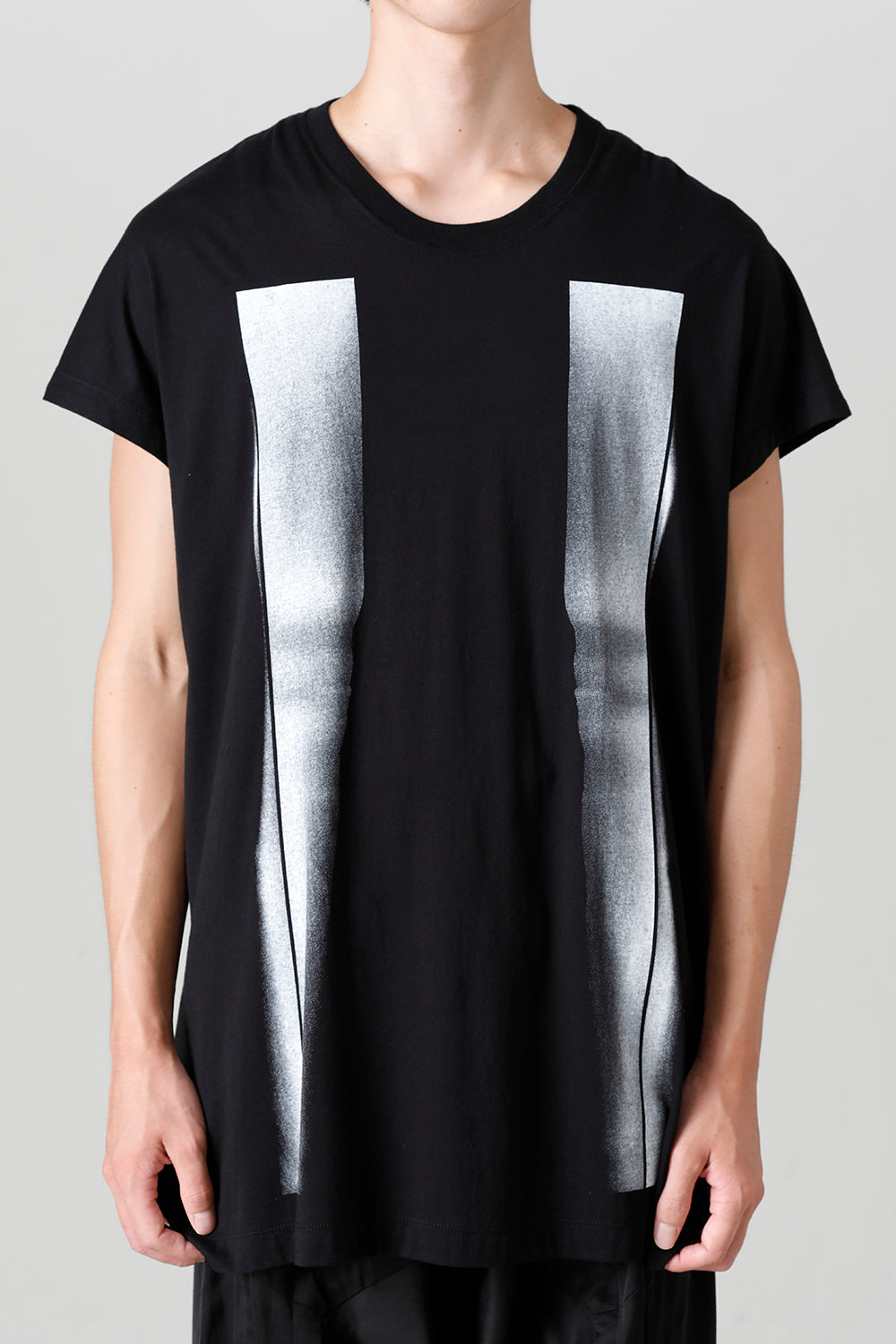 Cotton/Modal Jersey Front Print Short Sleeve T-Shirt Black