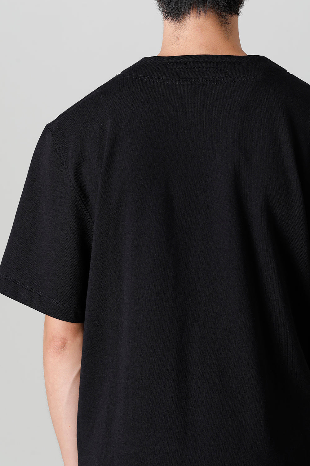 Cotton Sweat Drape Neck Short Sleeve T-Shirt Black