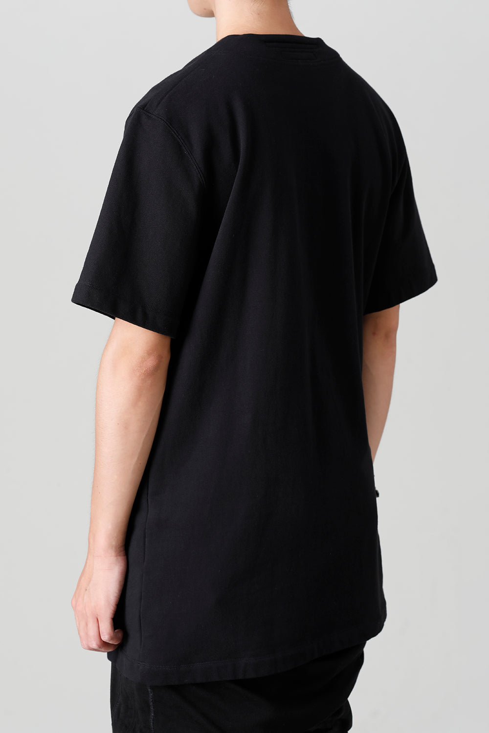 Cotton Sweat Drape Neck Short Sleeve T-Shirt Black