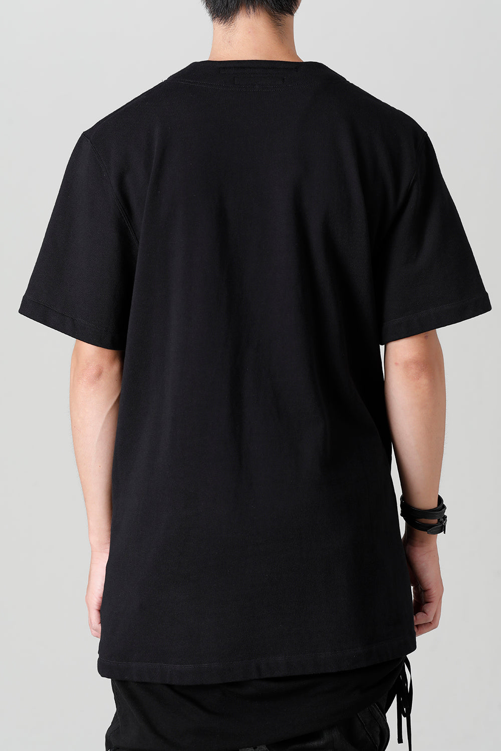 Cotton Sweat Drape Neck Short Sleeve T-Shirt Black