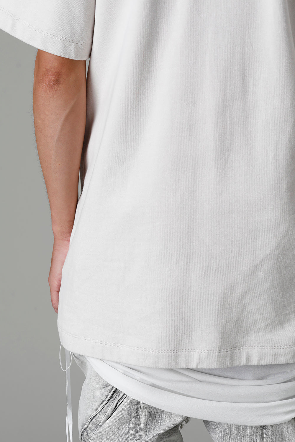 Cotton Sweat Drape Neck Short Sleeve T-Shirt Plaster