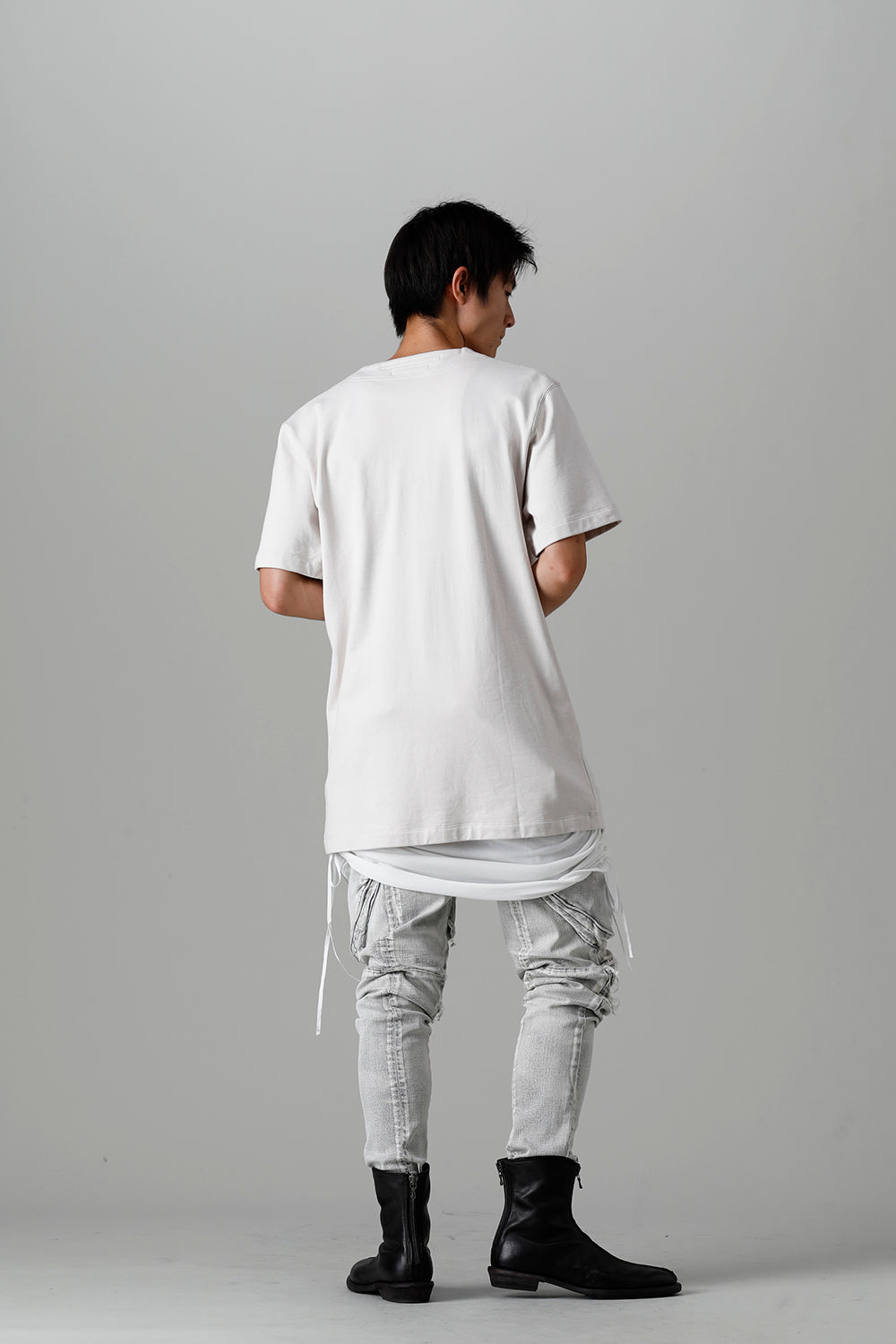 Cotton Sweat Drape Neck Short Sleeve T-Shirt Plaster