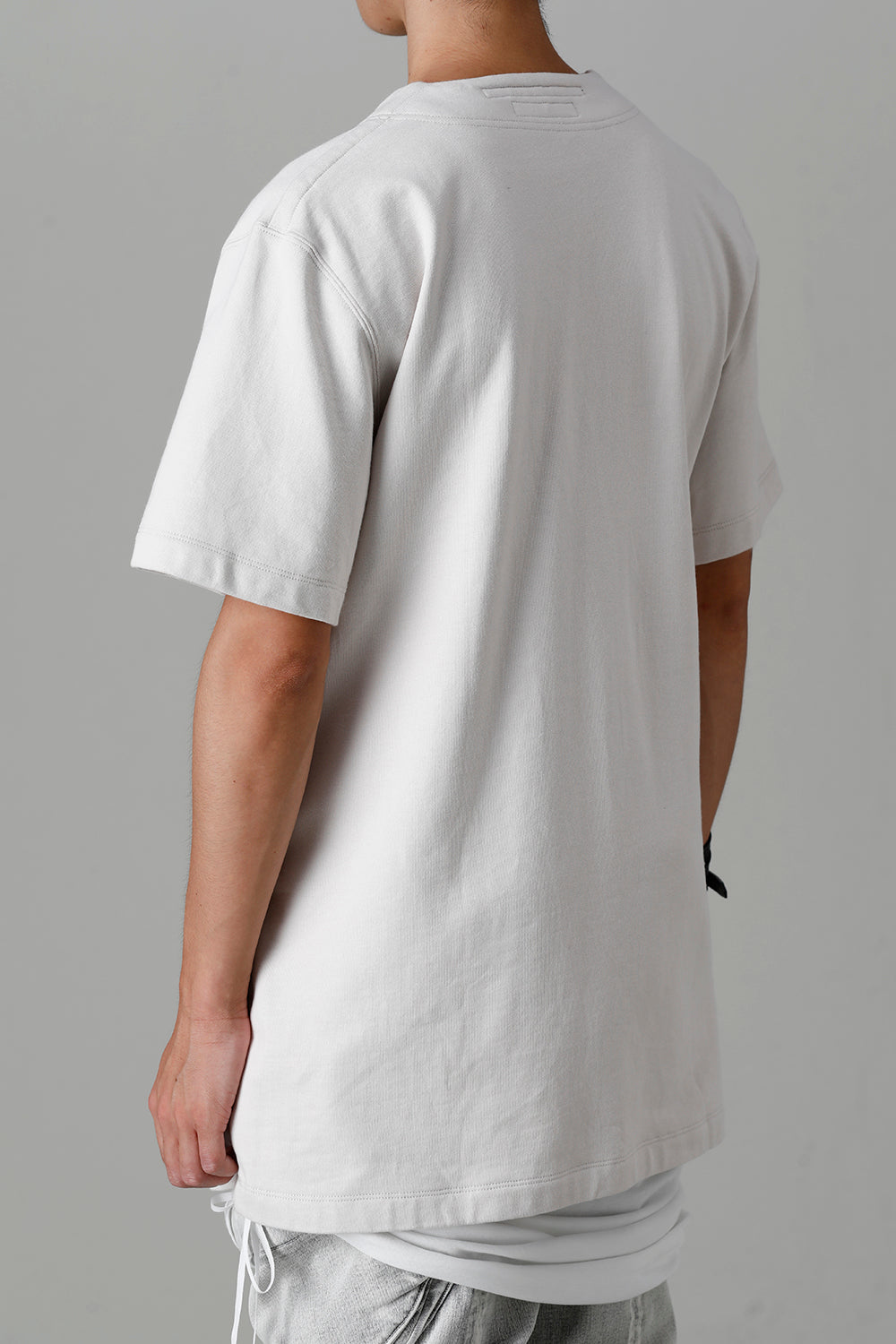 Cotton Sweat Drape Neck Short Sleeve T-Shirt Plaster