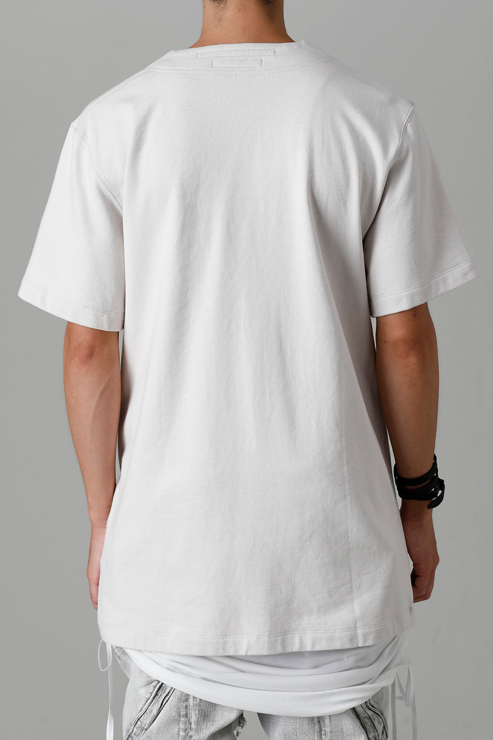 Cotton Sweat Drape Neck Short Sleeve T-Shirt Plaster