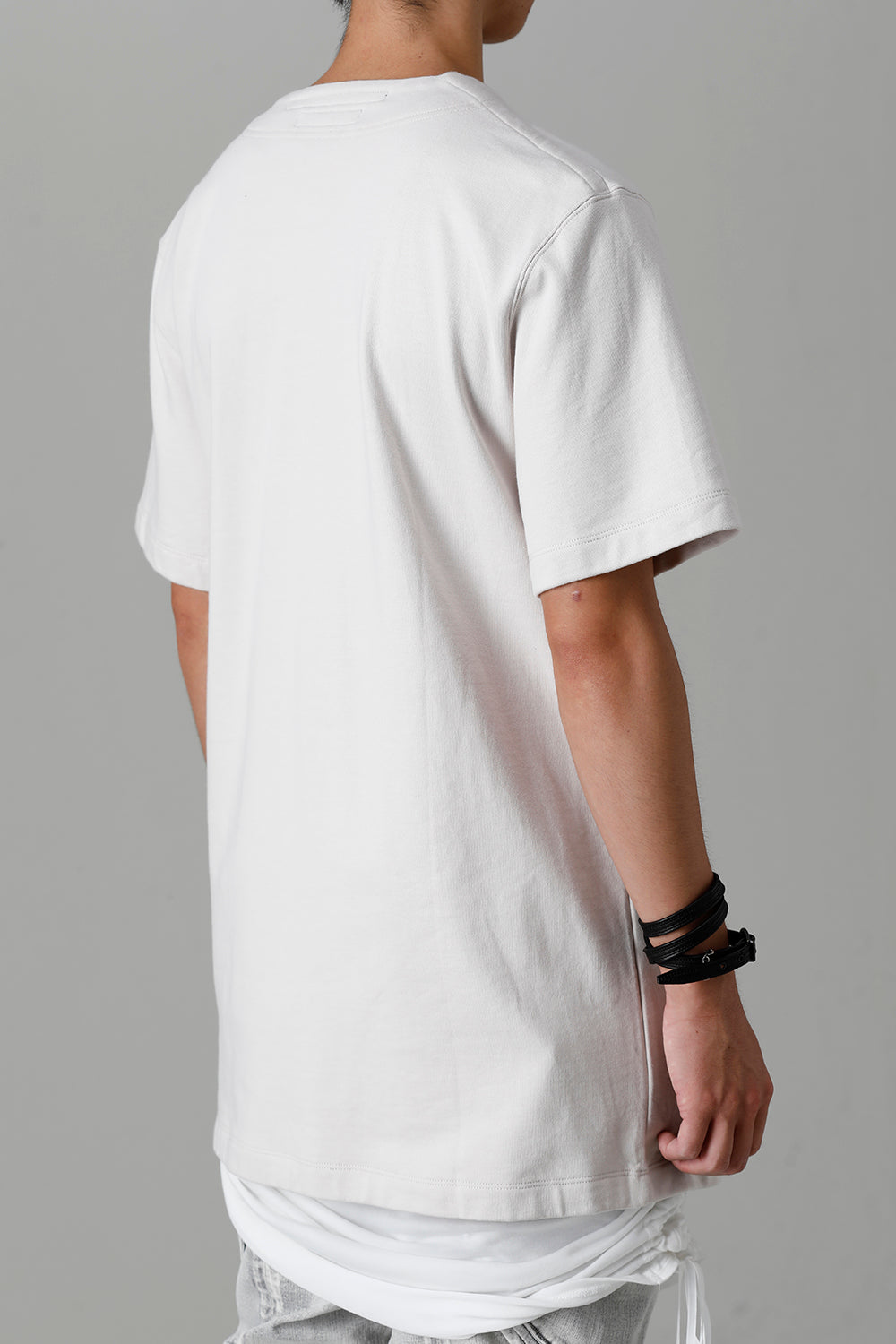 Cotton Sweat Drape Neck Short Sleeve T-Shirt Plaster