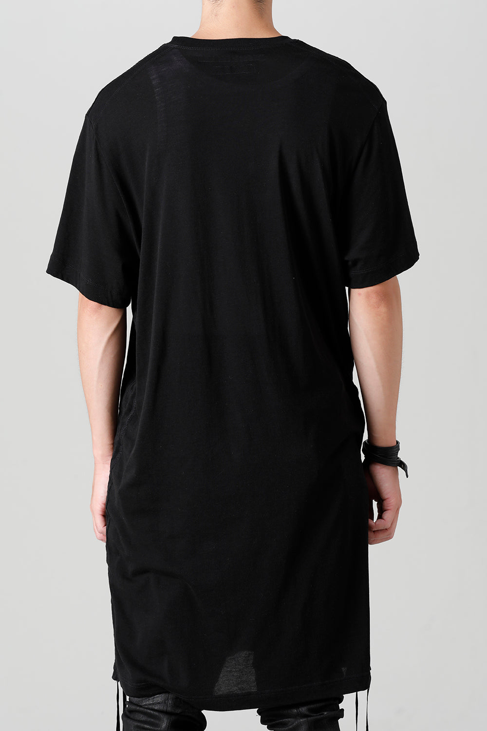 Cotton/Cupro Jersey Drawcord Short Sleeve T-Shirt Black