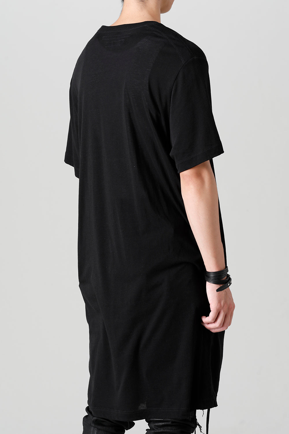 Cotton/Cupro Jersey Drawcord Short Sleeve T-Shirt Black