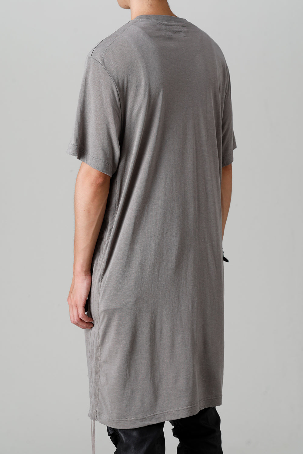 Cotton/Cupro Jersey Drawcord Short Sleeve T-Shirt Gray