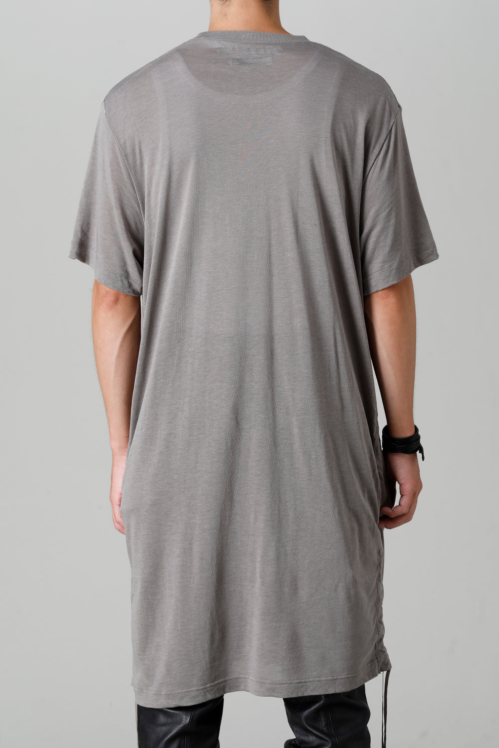 Cotton/Cupro Jersey Drawcord Short Sleeve T-Shirt Gray