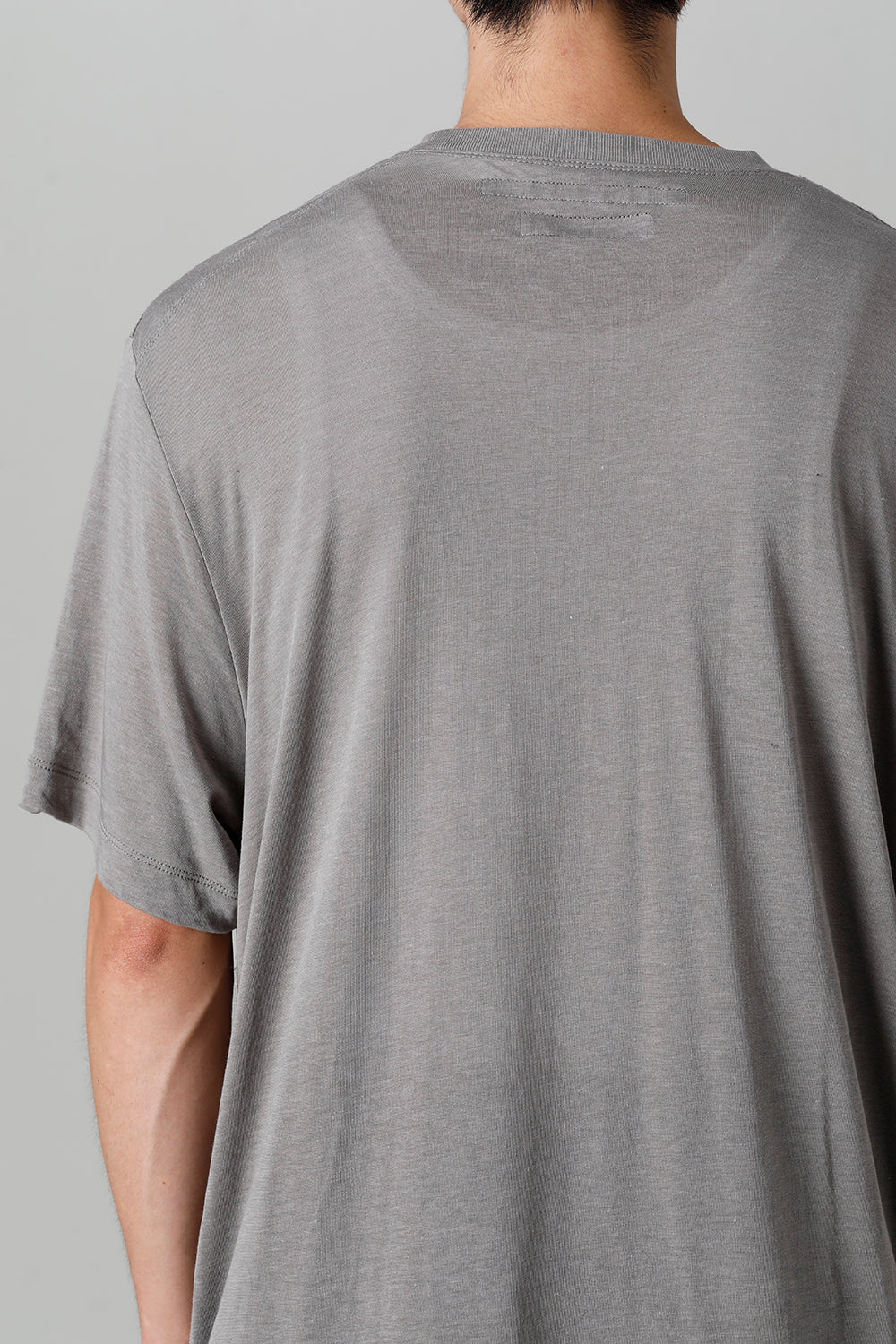 Cotton/Cupro Jersey Drawcord Short Sleeve T-Shirt Gray