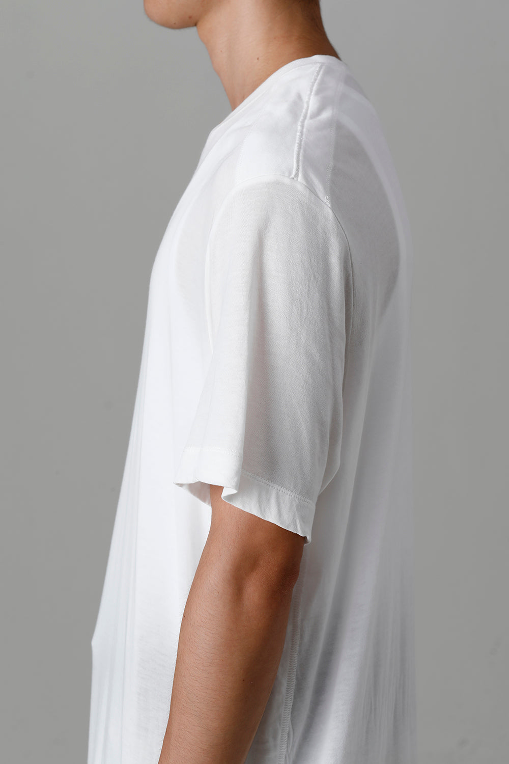 Cotton/Cupro Jersey Drawcord Short Sleeve T-Shirt Off White