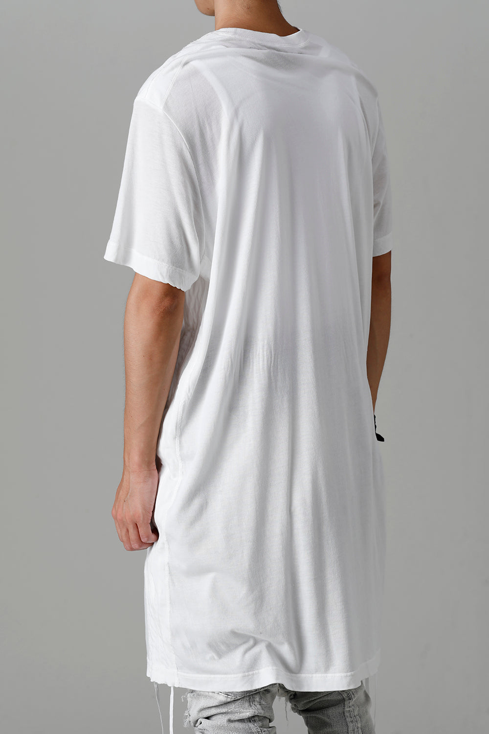 Cotton/Cupro Jersey Drawcord Short Sleeve T-Shirt Off White