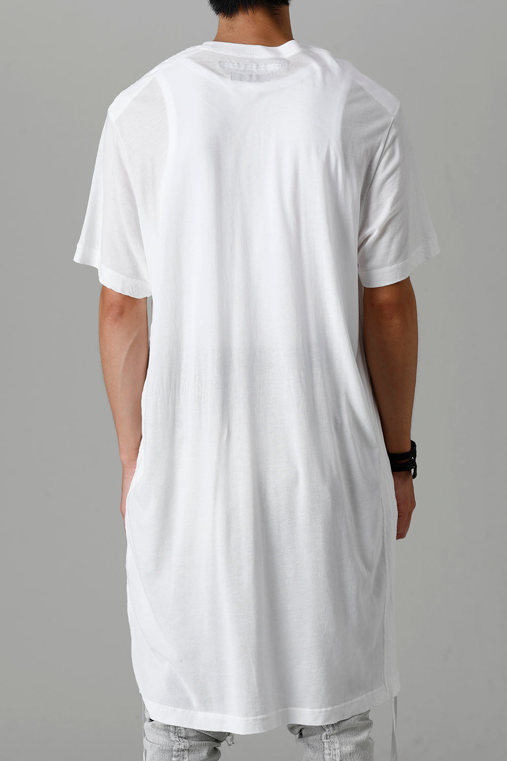 Cotton/Cupro Jersey Drawcord Short Sleeve T-Shirt Off White