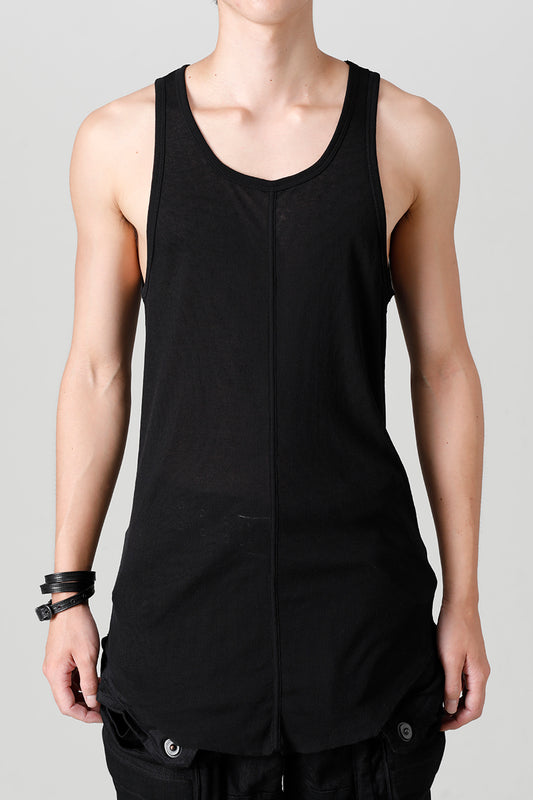 Cotton High Twist Rib Tank top Black