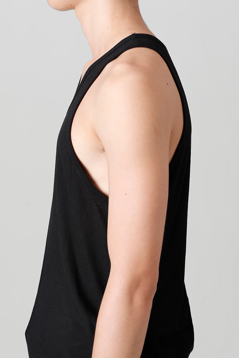 Cotton High Twist Rib Tank top Black