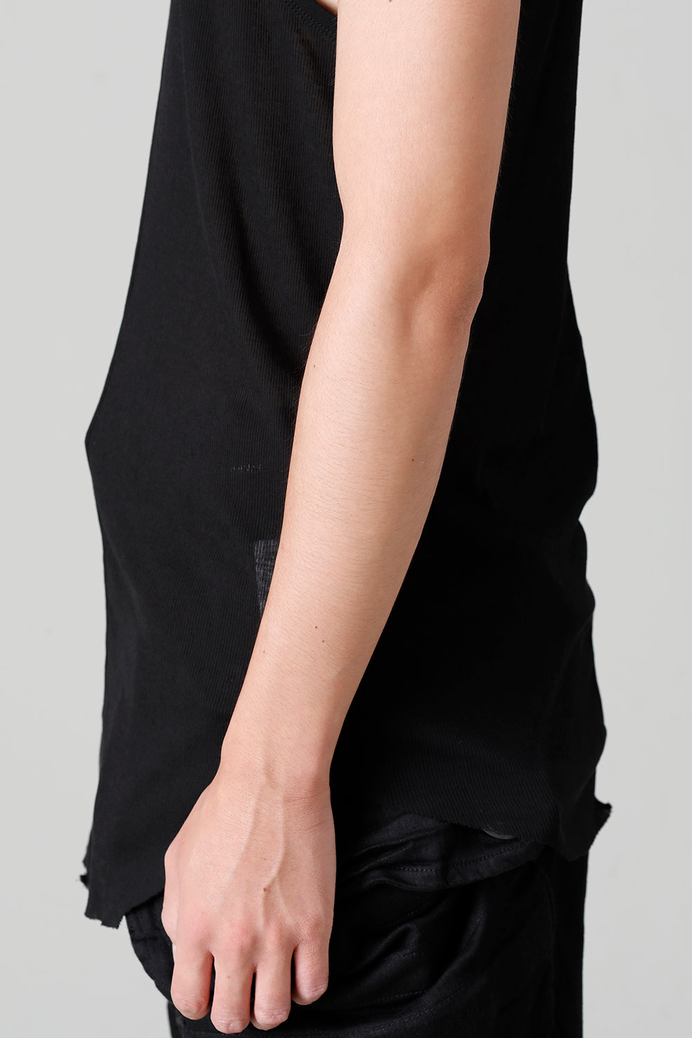 Cotton High Twist Rib Tank top Black