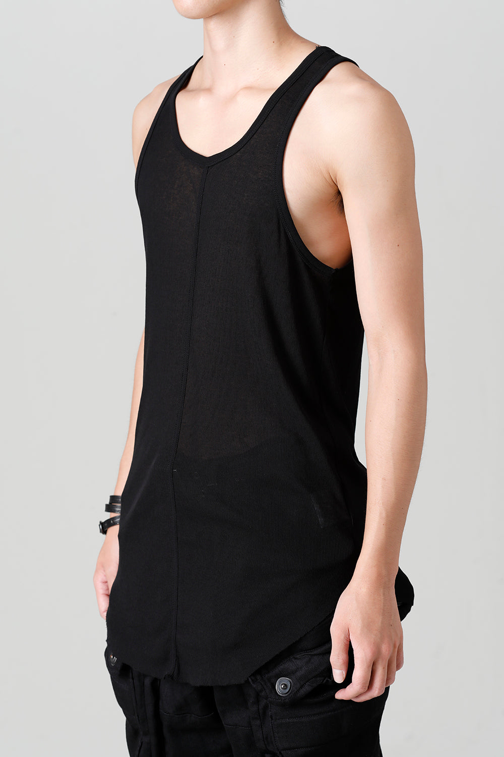 Cotton High Twist Rib Tank top Black