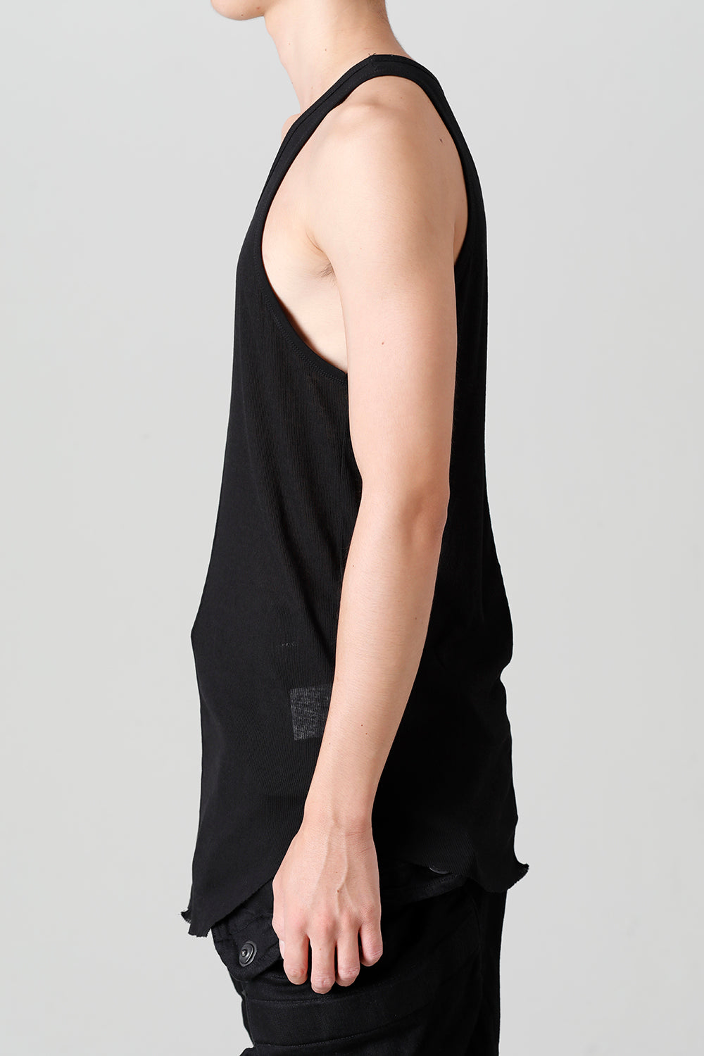 Cotton High Twist Rib Tank top Black