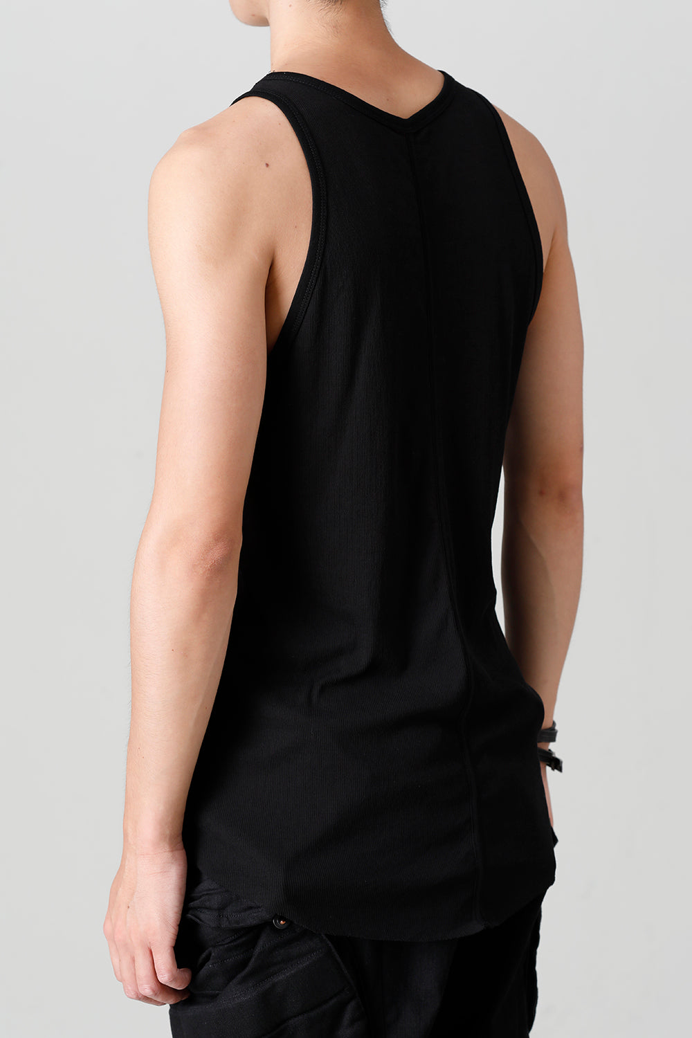 Cotton High Twist Rib Tank top Black