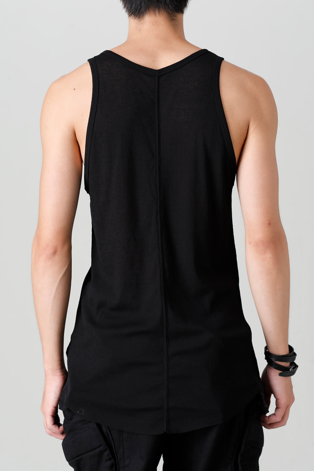 Cotton High Twist Rib Tank top Black