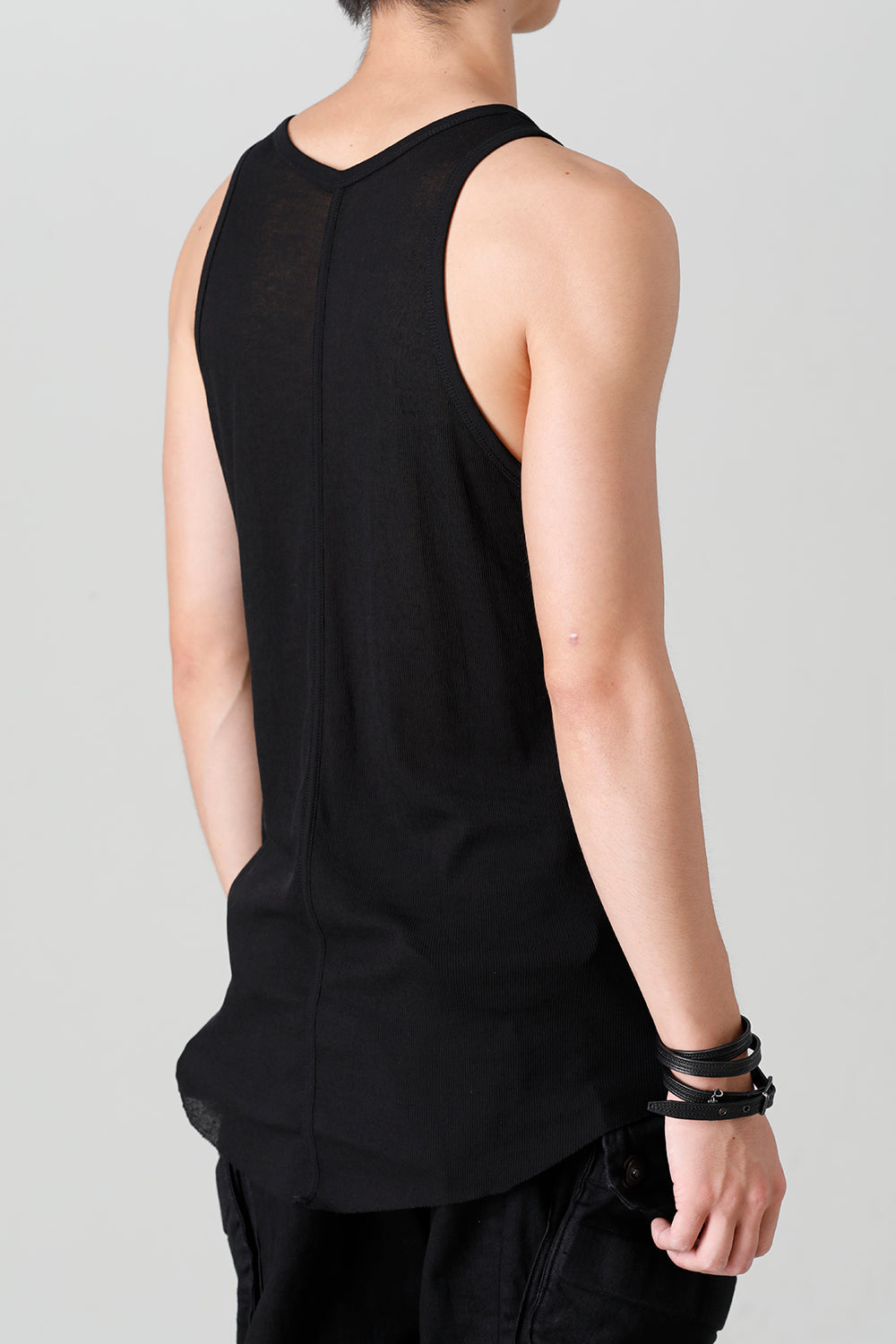 Cotton High Twist Rib Tank top Black