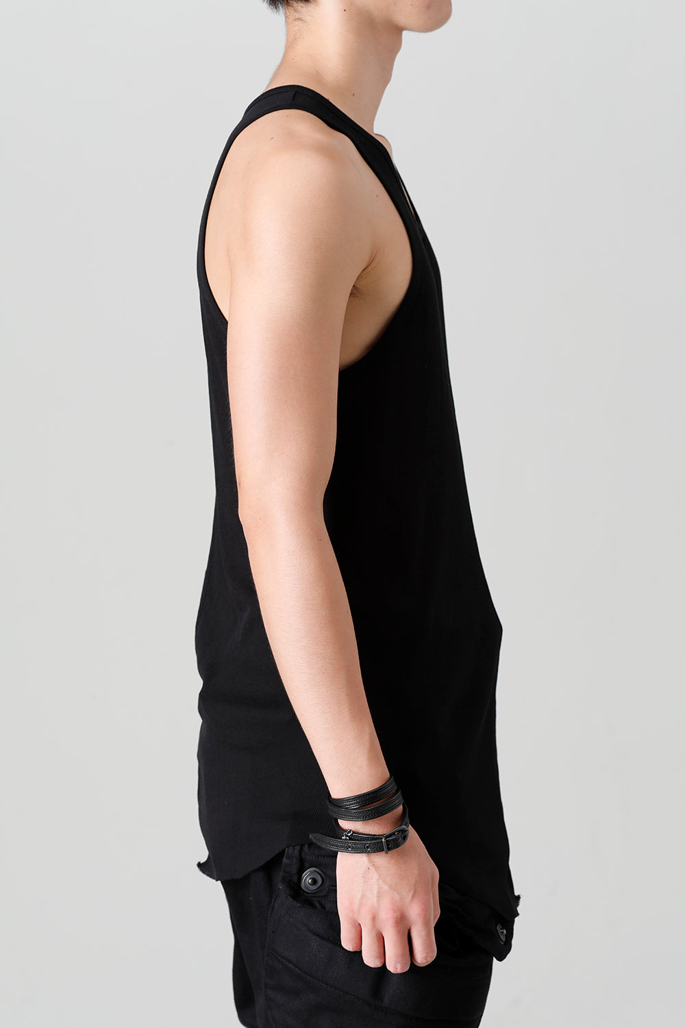 Cotton High Twist Rib Tank top Black