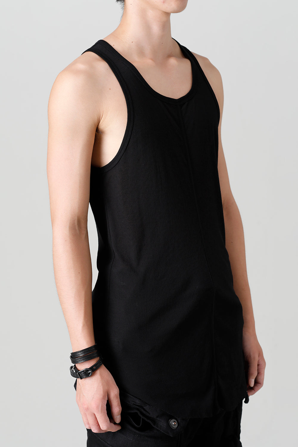 Cotton High Twist Rib Tank top Black