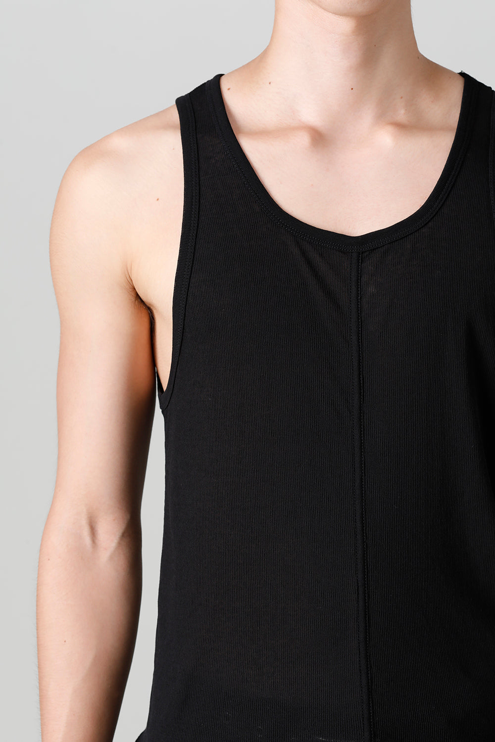 Cotton High Twist Rib Tank top Black