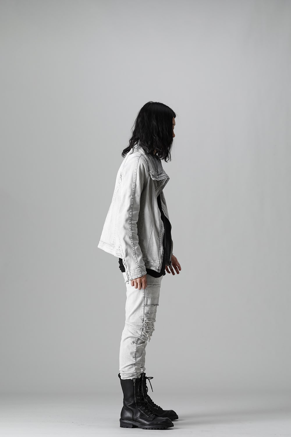 9oz Stretch Denim Front Zip Blouson Plaster