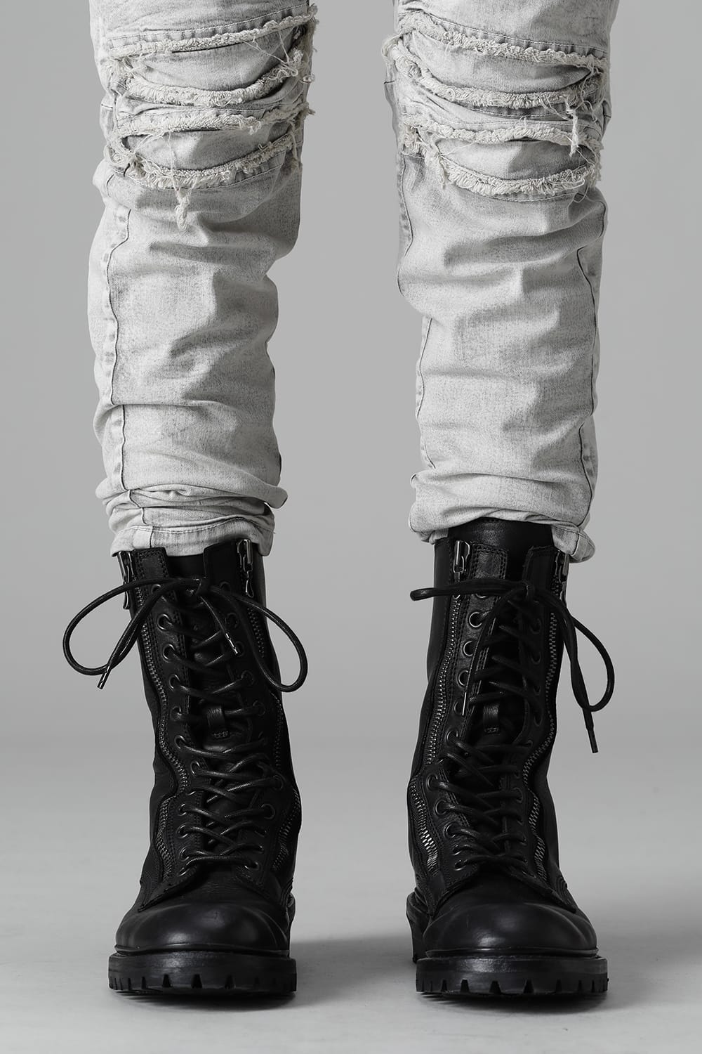 Cow Skin Lace Up Boots